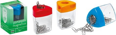 gbc Portaspilli e portafermagli magnetico. Completo di 20 fermagli Colori assortiti, formato: 5x6 cm.