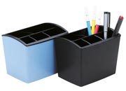 gbc Bicchiere portapenne in ABS. multiscomparti. OPEN Colori: NERO, AZZURRO. Formato: 13x10 cm.