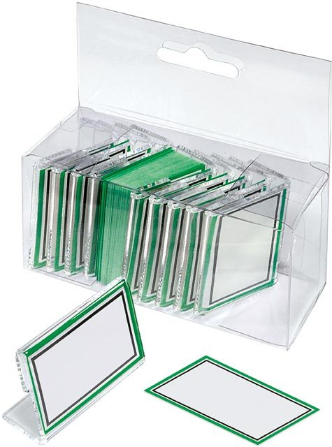 gbc Targhetta portanome in acrilico per scrivania Formato: 45x30 mm.  Ogni targhetta comprende 10 cartoncini di ricambio.