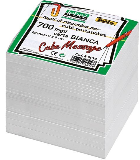 gbc Ricambio FOLIA di carta bianca per cubi portanotesper cod. J9910 Formato: 9x9cm, 700 fogli.