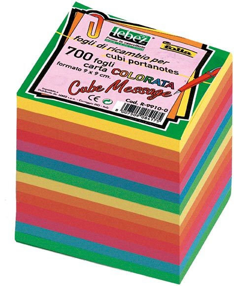 gbc Ricambio FOLIA di carta colorata per cubi portanotesper cod. J9910-0 Formato: 9x9cm, 700 fogli.