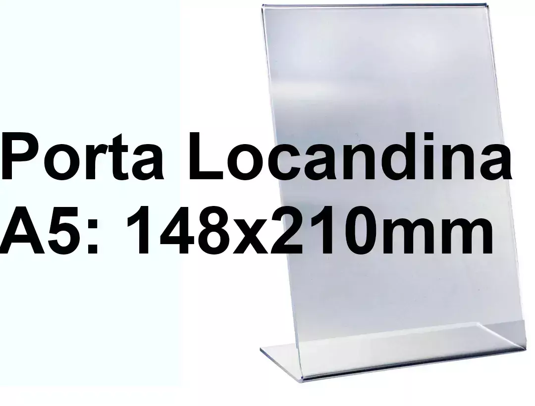 legatoria PortaLocandinaPlexiglass, DaTavoloMonofacciale, A5verticale, 148x210mm PortaCartello TRASPARENTE, in Plexiglass da 1,5mm, formato A5 (149x212mm) a disposizione verticale.