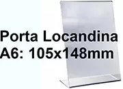legatoria PortaLocandinaPlexiglass, DaTavoloMonofacciale, A6verticale, 105x148mm PortaCartello TRASPARENTE, in Plexiglass da 1,5mm, formato A6 (106x151mm) a disposizione verticale.