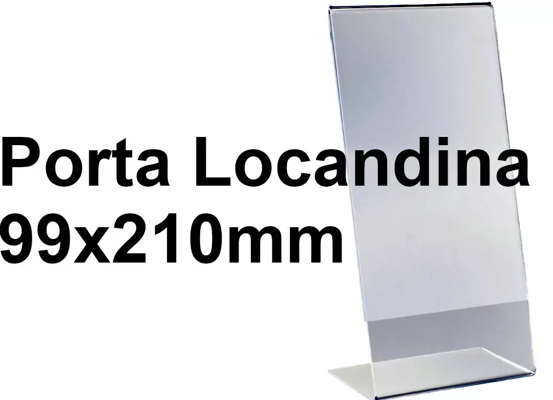 legatoria PortaLocandinaPlexiglass, DaTavoloMonofacciale, DinLONGverticale, 99x210mm PortaCartello TRASPARENTE, in Plexiglass da 1,5mm, formato DIN LONG (101x215mm) a disposizione verticale.