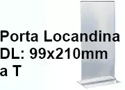 legatoria PortaLocandinaPlexiglass, DaTavoloBifacciale, DinLong, 99x210mm TRASPARENTE, formato DIN LONG (101x215mm) a disposizione verticale, base a T larga 84mm, in polistirene da 1,5mm. La disposizione perfettamente verticale consente di inserire un depliant visibile su entrambi i lati. Ideale per ogni tipo di comunicazione leg1368