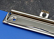 legatoria Molletta fermacarta 120x30mm, appendibile NICHELATA, con gancio retrattile, contiene fino a 100 fogli (10mm), interasse rivetti 87mm. rivetti non inclusi LEG1001