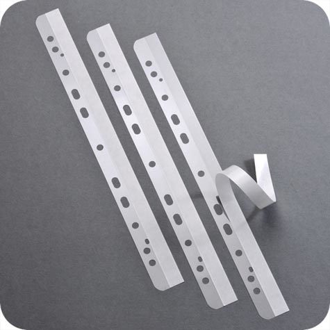 legatoria Filestrip autoadesive, archiviazione 4buchi, 295x25mm TRASPARENTE, in poliestere molto resistente anche a temperature elevate. I file strip permettono di archiviare in un classificatore ad anelli tutti i documenti senza necessit di perforarli, come: cataloghi, riviste, statistiche, disegni, documenti legali. I documenti possono essere estratti e consultati senza rovinarli. .