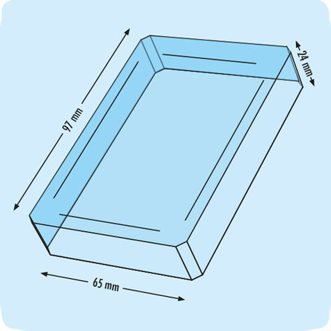 legatoria Portabiglietti da visita 97x67x25mm TRASPARENTE, in polipropilene flessibile, composta di base e coperchio. Si adatta anche ad essere usato come porta carte da gioco.