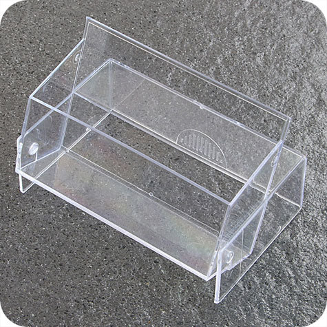 legatoria Portabiglietti da visita, 96x61x31mm TRASPARENTE, in polistirene kristall rigido, meccanismo richiudubile a doppia valva.