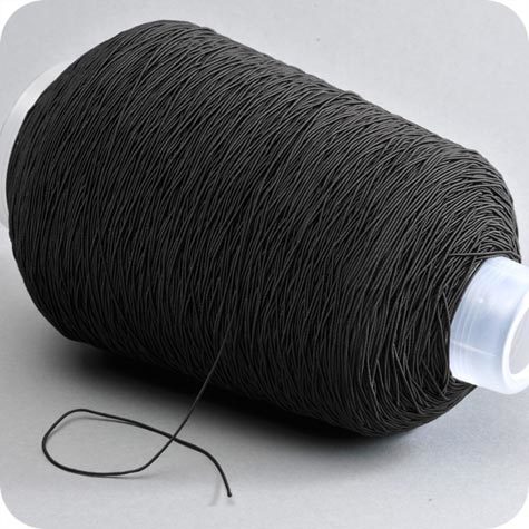 legatoria Cordino elastico, spessore 1mm NERO, rivestito in tessuto.