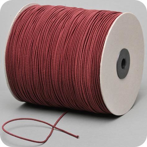 legatoria Cordino elastico, spessore 2mm BORDEAUX, a fibre elastiche intrecciate, rivestito in tessuto, .
