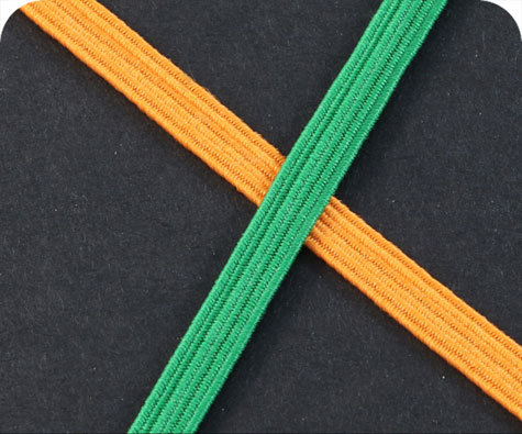 legatoria Elastico piatto, larghezza 5mm GIALLO, elastico in fettuccia rivestito in tessuto.