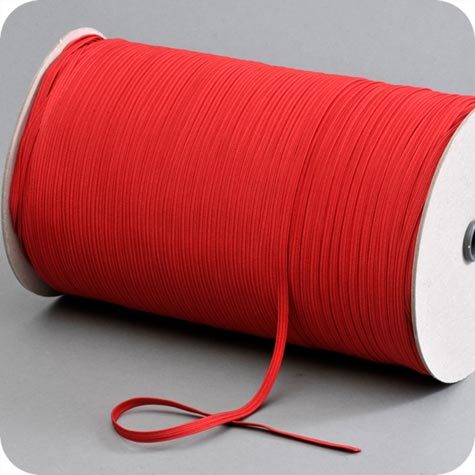 legatoria Elastico piatto, larghezza 5mm ROSSO, elastico in fettuccia rivestito in tessuto.