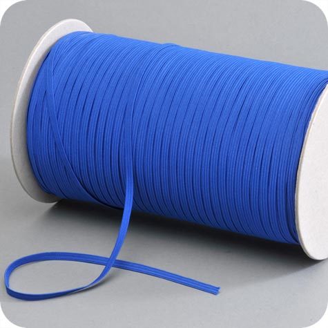 legatoria Elastico piatto, larghezza 5mm BLU MEDIO, elastico in fettuccia rivestito in tessuto.