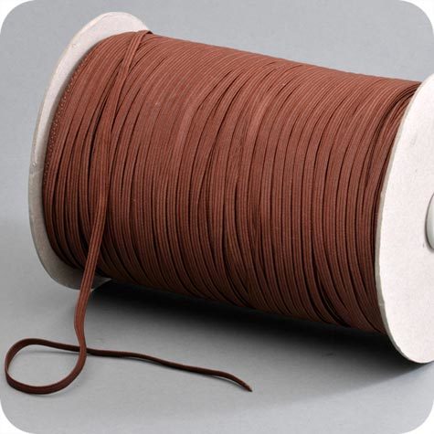 legatoria Elastico piatto, larghezza 5mm MARRONE, elastico in fettuccia rivestito in tessuto.