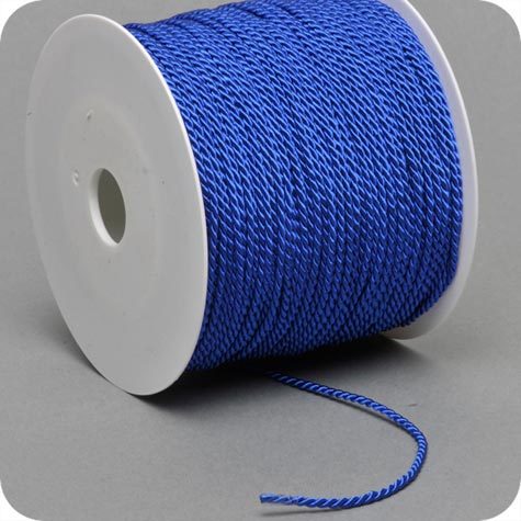 legatoria Cordoncino 2mm, viscosa, BLU MEDIO a 3 capi, spessore 2 mm, doppio ritorto, in viscosa. Cordoncino ideale per abbellimenti in campo cartotecnico e per il confezionamento di men�, libretti matrimonio, bomboniere. .