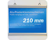 legatoria Listelli appendiposter in alluminio, 212mm in alluminio anodizzato color argento, con cappucci di chiusura e gomma antiscivolo per tutta la lunghezza, spessore 26mm. La stecca superiore � fornita di 2 ganci di appensione. Compresa una seconda stecca per il lato inferiore leg1099