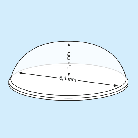 legatoria Paracolpi in gomma autoadesivo, diametro 6,4mm TRASPARENTE, a disco semisferico, spessore 1.9mm, adesivo permanente*.