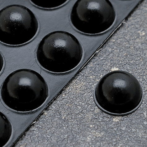legatoria Paracolpi in gomma autoadesivo, diametro 16mm NERO, a disco semisferico, spessore 7.9mm, adesivo permanente*.