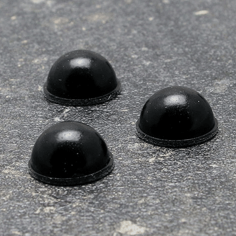 legatoria Paracolpi in gomma autoadesivo, diametro 16mm NERO, a disco semisferico, spessore 7.9mm, adesivo permanente*.