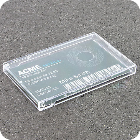 legatoria Portacalendari, portabiglietti da visita 92x62x9mm TRASPARENTE, in polipropilene, meccanismo richiudibile.