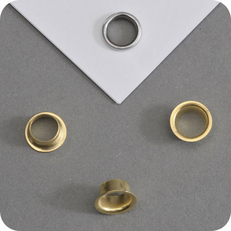 legatoria Occhiello metallico per fori diametro 4.85 mm. altezza 5 mm OTTONATO, testa diametro 6,7 mm (n� 25 1-2).