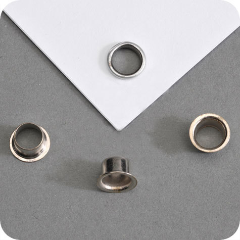 legatoria Occhiello metallico per fori diametro 6.1 mm. altezza 2.8 mm NICHELATO, testa diametro 8 mm (n� 8E short).
