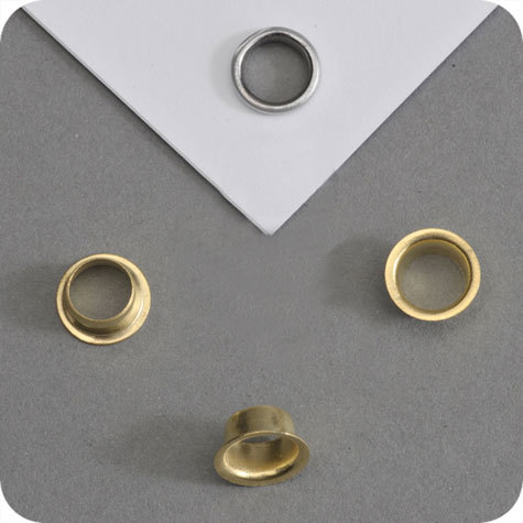 legatoria Occhiello metallico per fori diametro 6.2 mm. altezza 3.5 mm OTTONATO, testa diametro 8 mm (n� 8E).