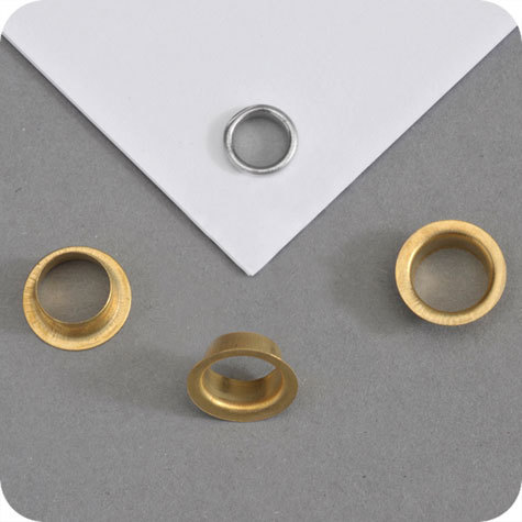 legatoria Occhiello metallico per fori diametro 8.2mm. altezza 4mm OTTONATO, testa diametro 11 mm (n 9E).