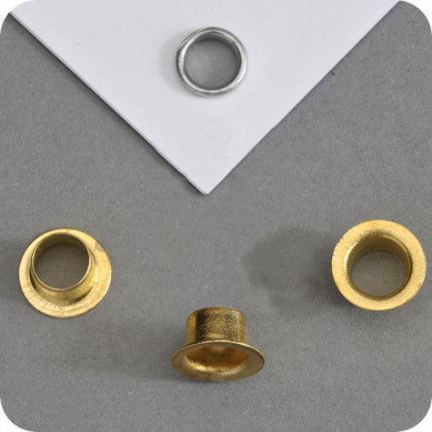 legatoria Occhiello metallico per fori diametro 5.9mm. altezza 3.6 mm OTTONATO, testa diametro 8 mm (simile a 8e) BEST PRICE.