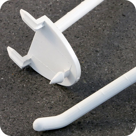 legatoria Gancio espositivo per blister forati, 50mm BIANCO, si fissa inserendo i ganci automatici su display di cartone.
