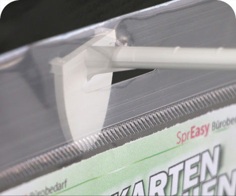 legatoria Gancio espositivo per blister forati, 100mm BIANCO, si fissa inserendo i ganci automatici su display di cartone.