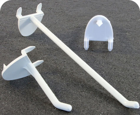 legatoria Gancio espositivo per blister forati, 50mm BIANCO, si fissa inserendo i ganci automatici su display di cartone.