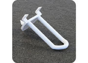 legatoria Gancio espositivo a U, per blister forati, 50mm BIANCO, si fissa inserendo i ganci automatici su display di cartone leg1180