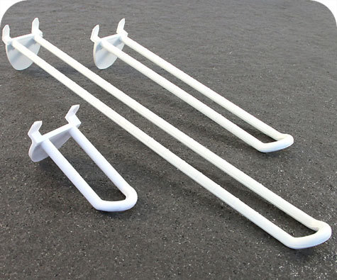 legatoria Gancio espositivo a U, per blister forati, 50mm BIANCO, si fissa inserendo i ganci automatici su display di cartone.