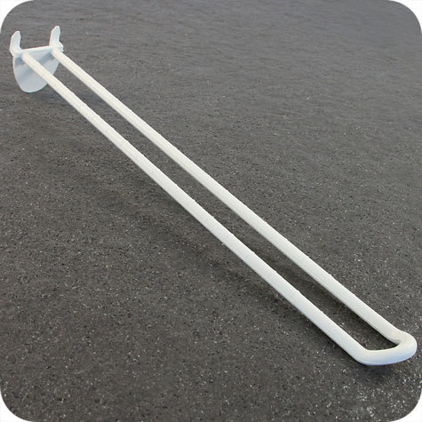 legatoria Gancio espositivo a U, per blister forati, 300mm BIANCO, si fissa inserendo i ganci automatici su display di cartone.