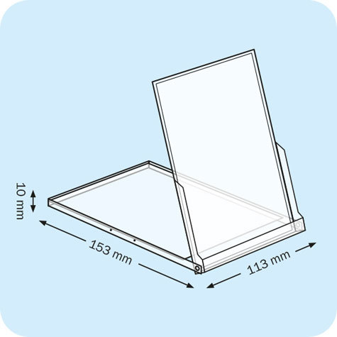 legatoria Portacalendari da tavolo 153x113x10mm TRASPARENTE, A6 verticale, in polistirene (PS).