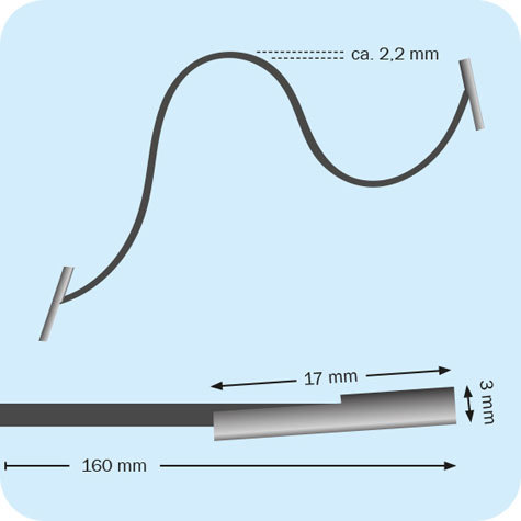 legatoria Elastico con 2 capicorda, lunghezza 140mm BIANCO, lunghezza 140mm (compresi i 2 capicorda), elastico a sezione tonda rivestito in tessuto, spessore 2,2mm.