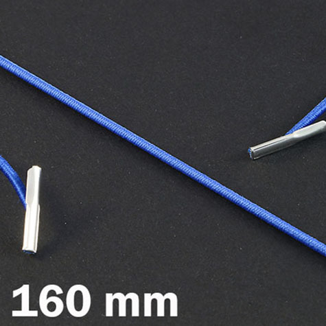 legatoria Elastico con 2 capicorda, lunghezza 160mm BLU MEDIO, lunghezza 160mm (compresi i 2 capicorda), elastico a sezione tonda rivestito in tessuto, spessore 2,2mm.