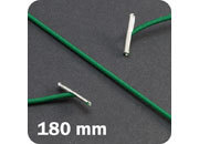 legatoria Elastico con 2 capicorda, lunghezza 180mm VERDE, lunghezza 180mm (compresi i 2 capicorda), elastico a sezione tonda rivestito in tessuto, spessore 2,2mm.
