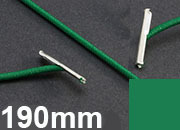 legatoria Elastico con 2 capicorda, lunghezza 190mm VERDE, lunghezza 190mm (compresi i 2 capicorda), elastico a sezione tonda rivestito in tessuto, spessore 2,2mm.