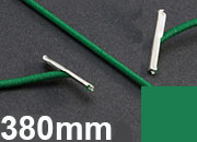 legatoria Elastico con 2 capicorda, lunghezza 380mm VERDE, lunghezza 380mm (compresi i 2 capicorda), elastico a sezione tonda rivestito in tessuto, spessore 2,2mm leg1271