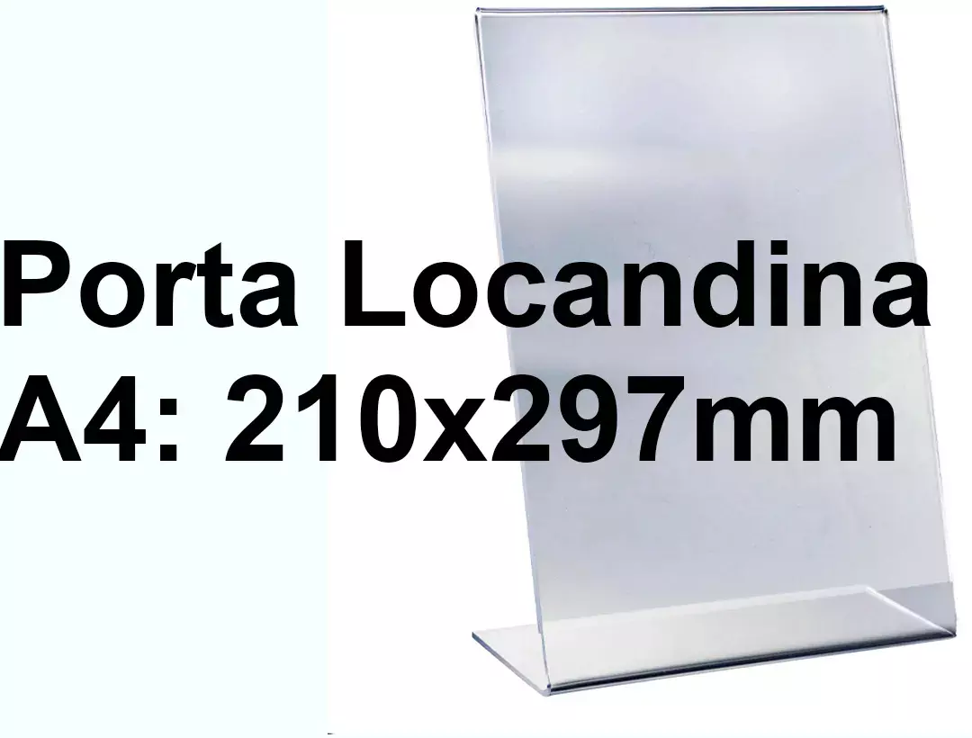 legatoria PortaLocandinaPlexiglass, DaTavoloMonofacciale, A4verticale, 210x297mm PortaCartello TRASPARENTE, in plexiglass da 1,5mm, formato A4 (211x300mm) a disposizione verticale.