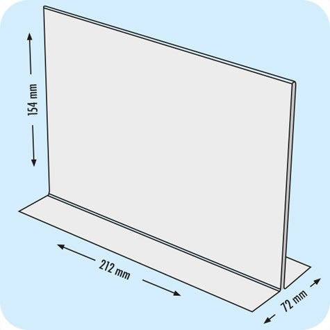 legatoria PortaLocandinaPlexiglass, DaTavoloBifacciale, A5verticale, 148x210mm PortaCartello TRASPARENTE, in Plexiglass da 1,5mm, formato A5 (149x212mm) a disposizione verticale, base a T larga 84mm. La disposizione perfettamente verticale consente di inserire un depliant visibile su entrambi i lati. Ideale per ogni tipo di comunicazione     .