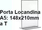 legatoria PortaLocandinaPlexiglass, DaTavoloBifacciale, A5verticale, 148x210mm PortaCartello TRASPARENTE, in Plexiglass da 1,5mm, formato A5 (149x212mm) a disposizione verticale, base a T larga 84mm. La disposizione perfettamente verticale consente di inserire un depliant visibile su entrambi i lati. Ideale per ogni tipo di comunicazione      leg1366