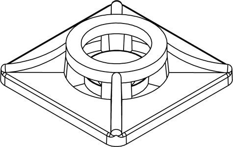 legatoria Basetta autoadesiva 27x27mm BIANCO, in plastica bianca, sezione quadrata, per ancoraggio bidirezionale di fascette in plastica.