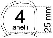 legatoria Meccanismo -D- 4 anelli, contiene 25mm A PIASTRA. Lunghezza totale del meccanismo 285mm, interasse degli anelli 80mm, capacit degli anelli 25mm, interasse fori di fissaggio 275mm, diametro dei fori 4,2mm, larghezza della base 20mm, larghezza totale 29mm, altezza totale 35mm, diametro filo 3,4mm.