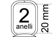 legatoria Meccanismo rettangolare a 2 anelli, contiene fino a 20mm A SERPENTINA. Lunghezza totale del meccanismo 133mm, interasse degli anelli 80mm, capacit degli anelli 20mm, interasse fori di fissaggio 122mm, diametro dei fori 4,2mm, larghezza della base 20mm, larghezza totale 24mm, altezza totale 30mm, Diametro filo 3,4mm.