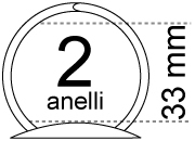legatoria Meccanismo rotondo a 2 anelli. contiene fino a 33mm A PIASTRE. Lunghezza totale del meccanismo 132mm, interasse degli anelli 80mm, capacit degli anelli 33mm, interasse fori di fissaggio 122mm, diametro dei fori 4,2mm, larghezza della base 26mm, larghezza totale 44mm, altezza totale 45mm, diametro filo 3,9mm leg1461