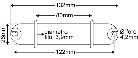 legatoria Meccanismo rotondo a 2 anelli. contiene fino a 33mm A PIASTRE. Lunghezza totale del meccanismo 132mm, interasse degli anelli 80mm, capacit degli anelli 33mm, interasse fori di fissaggio 122mm, diametro dei fori 4,2mm, larghezza della base 26mm, larghezza totale 44mm, altezza totale 45mm, diametro filo 3,9mm.